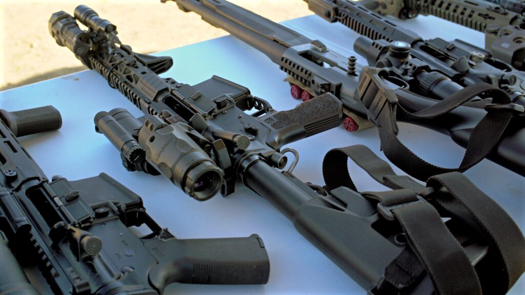 Image of tactical firearms with accessories in Albuquerque